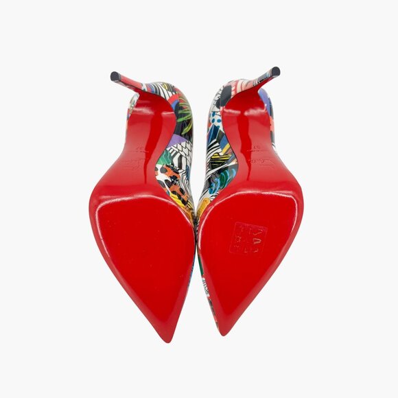 Christian Louboutin Hot Chick 100 Printed Patent Sapeur Pumps Heels Size 37 US 7 - Picture 4 of 14